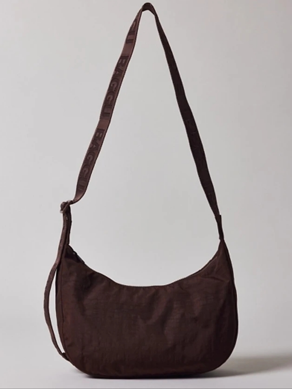 NWT BAGGU Medium Nylon Crescent Bag Chocolate Plum